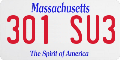 MA license plate 301SU3
