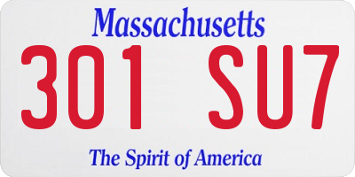MA license plate 301SU7