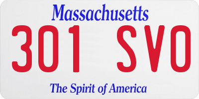 MA license plate 301SV0