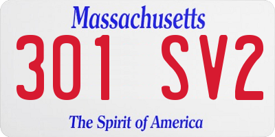 MA license plate 301SV2