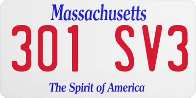 MA license plate 301SV3