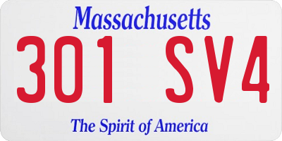 MA license plate 301SV4