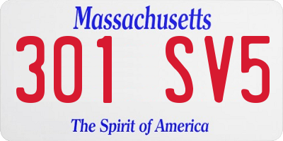 MA license plate 301SV5