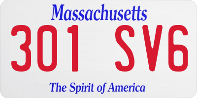 MA license plate 301SV6