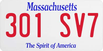 MA license plate 301SV7