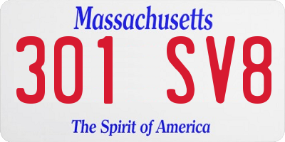 MA license plate 301SV8