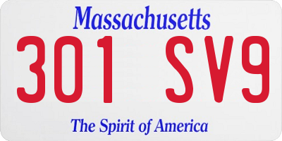 MA license plate 301SV9