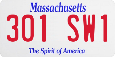 MA license plate 301SW1