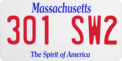 MA license plate 301SW2