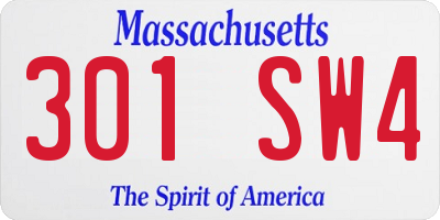 MA license plate 301SW4