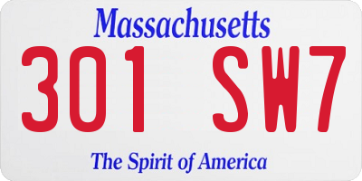 MA license plate 301SW7