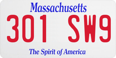 MA license plate 301SW9
