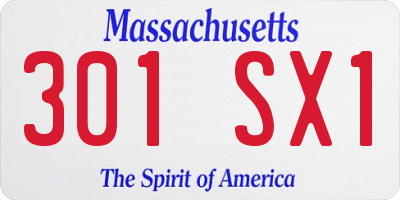MA license plate 301SX1