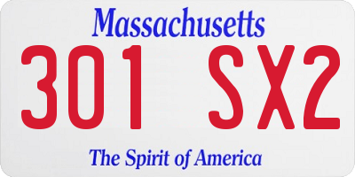 MA license plate 301SX2
