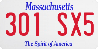 MA license plate 301SX5