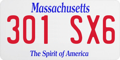 MA license plate 301SX6