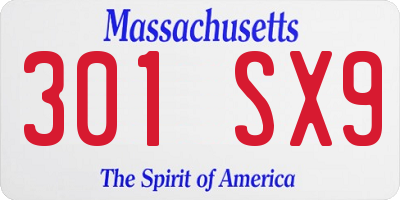 MA license plate 301SX9
