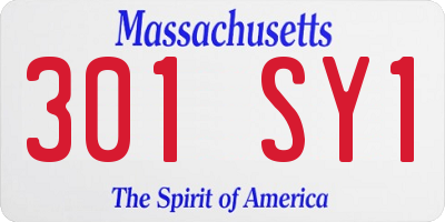 MA license plate 301SY1