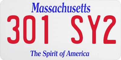 MA license plate 301SY2