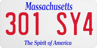 MA license plate 301SY4