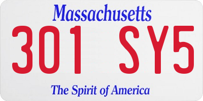 MA license plate 301SY5