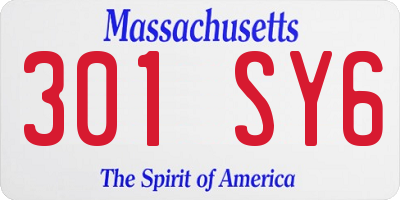 MA license plate 301SY6