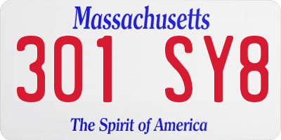 MA license plate 301SY8