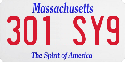 MA license plate 301SY9