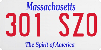 MA license plate 301SZ0