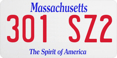 MA license plate 301SZ2