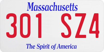 MA license plate 301SZ4