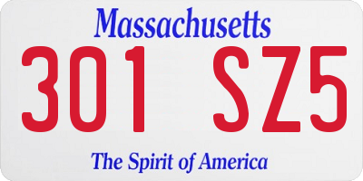 MA license plate 301SZ5