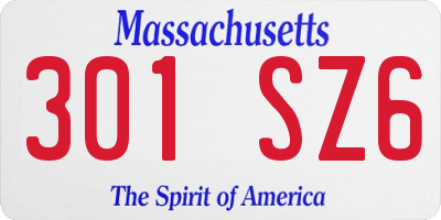 MA license plate 301SZ6