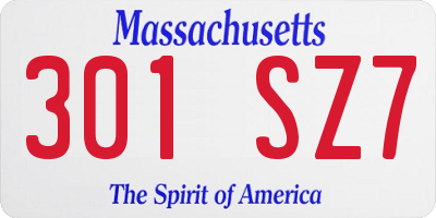 MA license plate 301SZ7