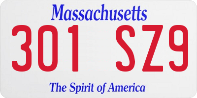 MA license plate 301SZ9