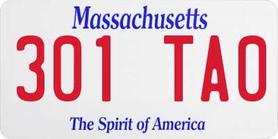 MA license plate 301TA0