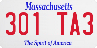 MA license plate 301TA3