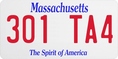 MA license plate 301TA4