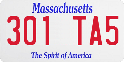 MA license plate 301TA5