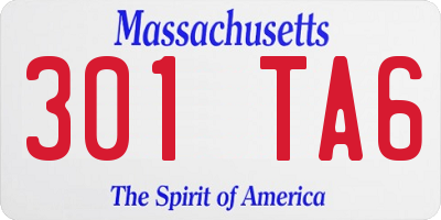 MA license plate 301TA6