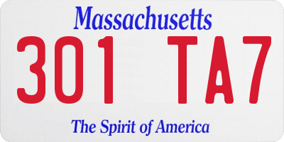 MA license plate 301TA7