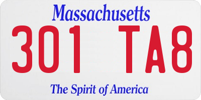 MA license plate 301TA8