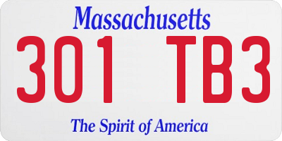 MA license plate 301TB3