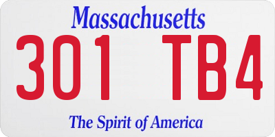 MA license plate 301TB4