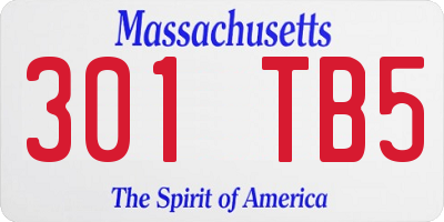 MA license plate 301TB5