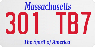MA license plate 301TB7