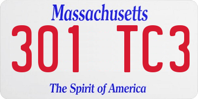 MA license plate 301TC3