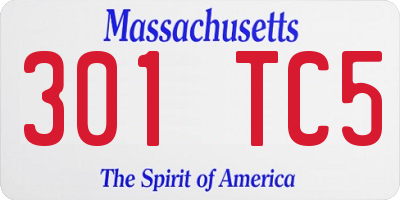 MA license plate 301TC5