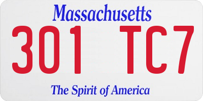 MA license plate 301TC7