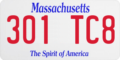 MA license plate 301TC8